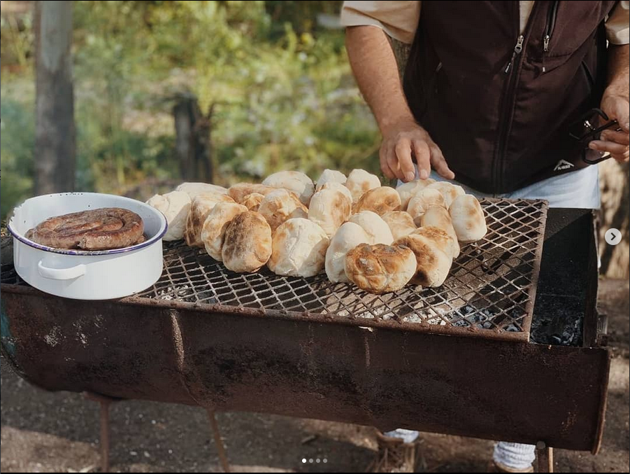 Roosterkoek and boerewors on the braai