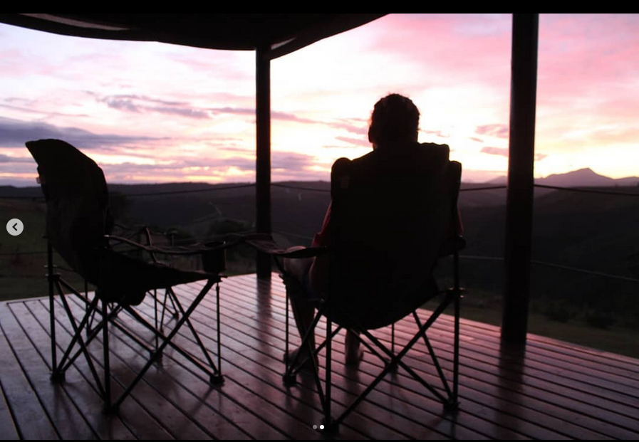 Watching sunset from the deck